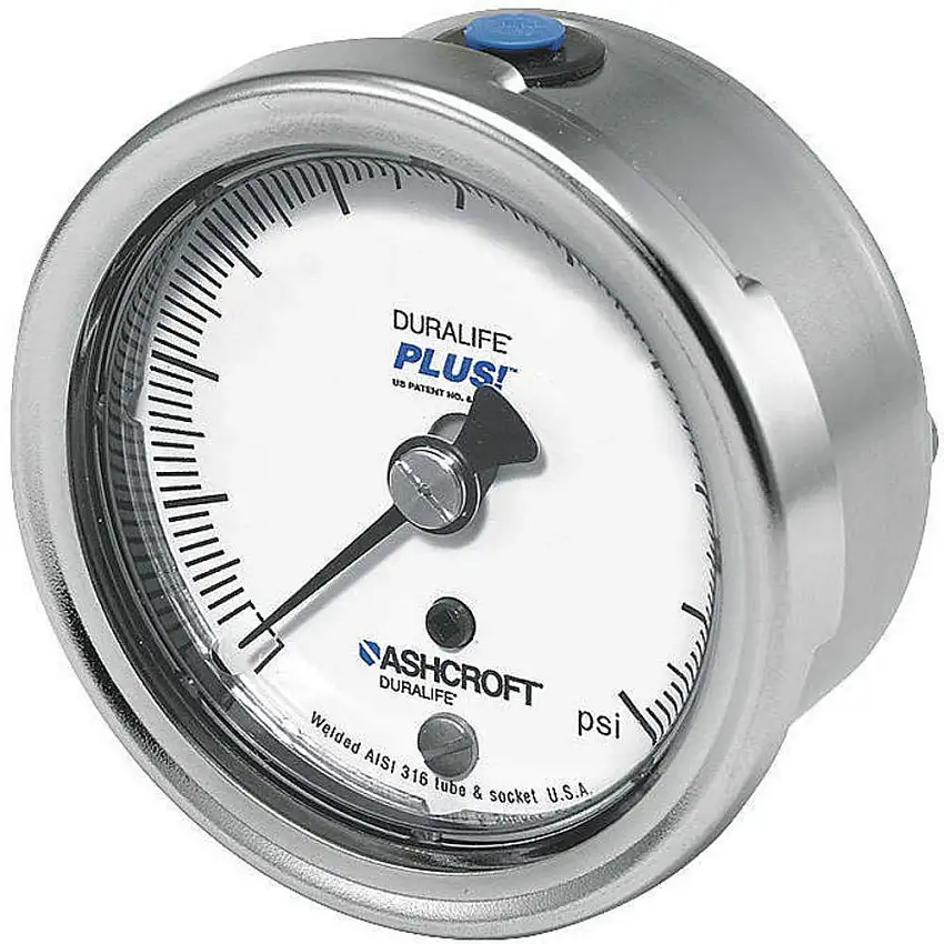 ASHCROFT  251009SW02BX6B15 Industrielles Druckmessgerät, gereinigt für Sauerstoffanwendungen, 0 PSI bis 15 PSI, 2 1/2 Zoll Zifferblatt