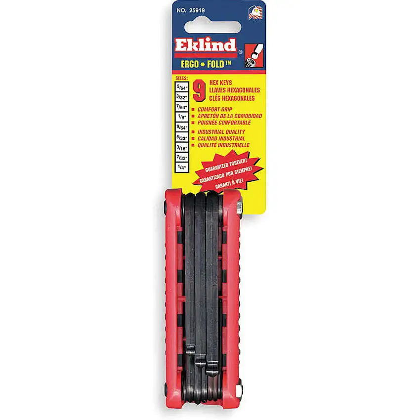 EKLIND 25919 Kugelkopf-Sechskantschlüsselsatz 5/64-1/4 Zoll, zusammenklappbar