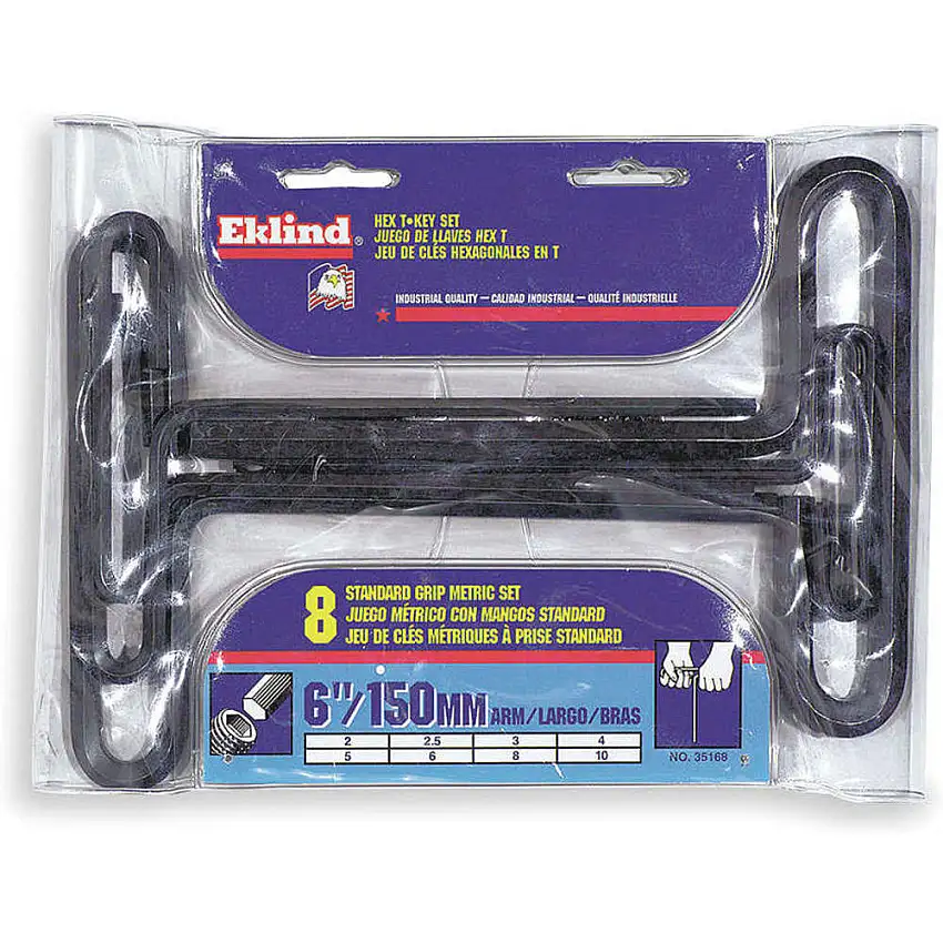 EKLIND 33168 Sechskantschlüsselsatz 3/32 - 1/4 Zoll T-Griff kurz