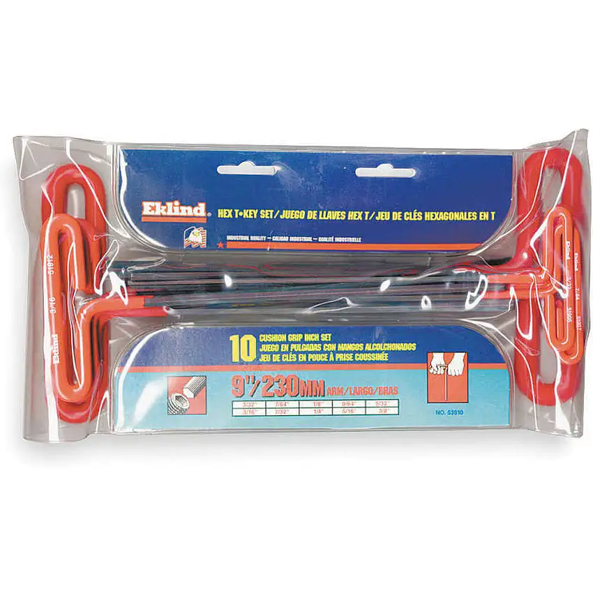 EKLIND 53910 Sechskantschlüsselsatz 3/32-5/16 Zoll T-Griff lang