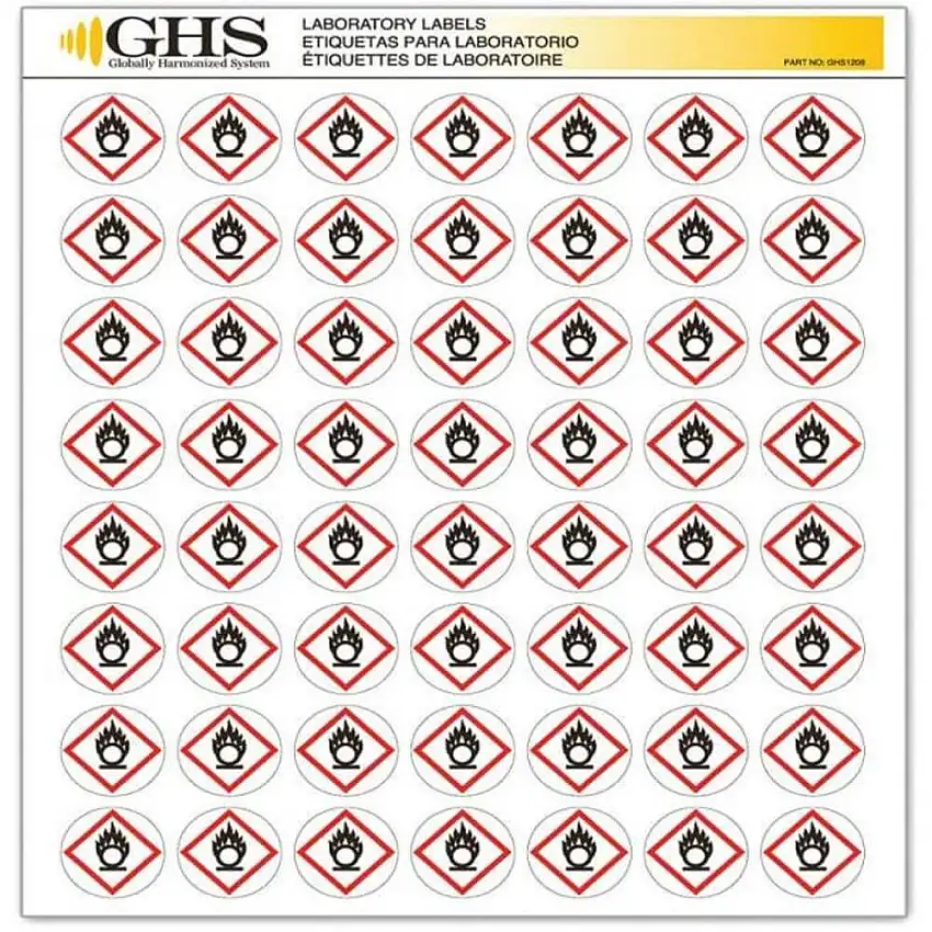 GHS SAFETY GHS1208 Etikett Glanz Flamme über Kreis