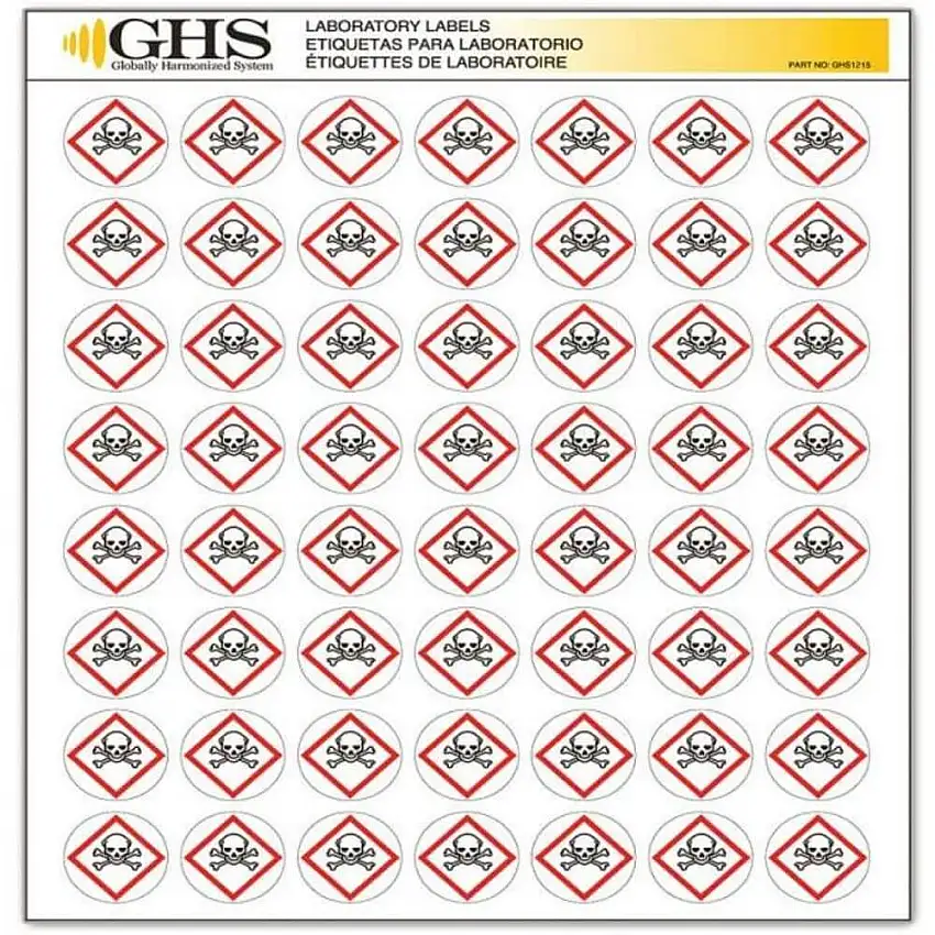 GHS SAFETY GHS1215 Etikett Glanz Totenkopf und gekreuzte Knochen