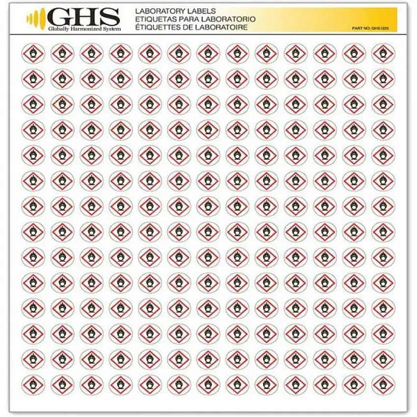 GHS SAFETY GHS1225 Etikett Flamme über Kreis Glanz
