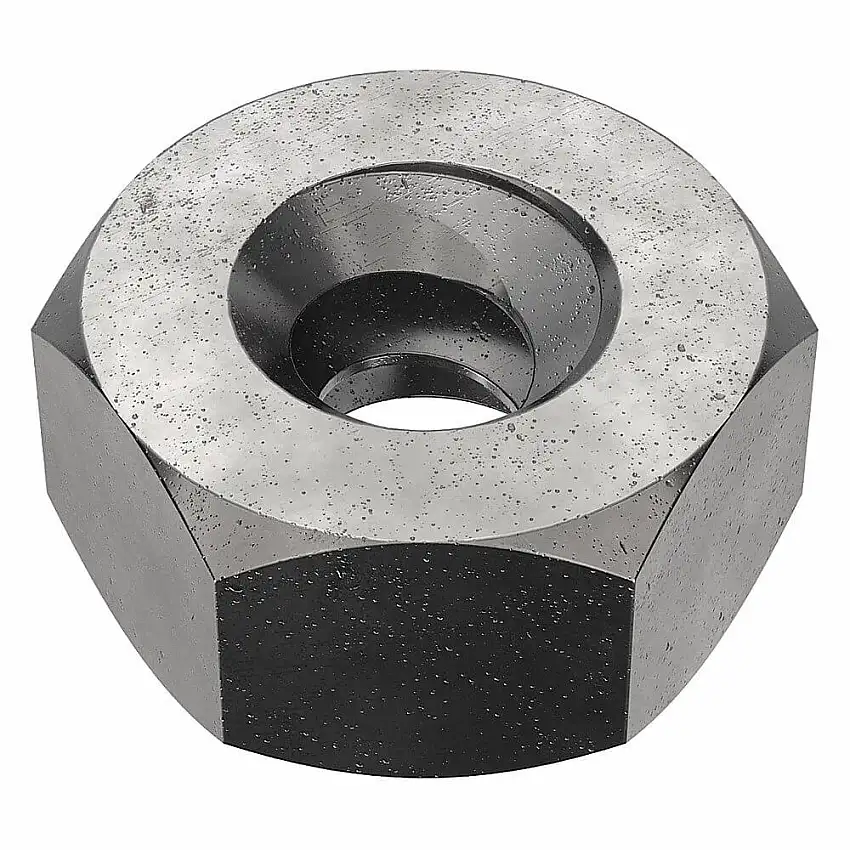 EARNEST Sechskantmutter 300901G, 1/2 Zoll - 6 Gewindegröße, Stahl, 1/2 Zoll Höhe, 7/8 Zoll Breite, schwarz oxidiert, Standard-Sechskant